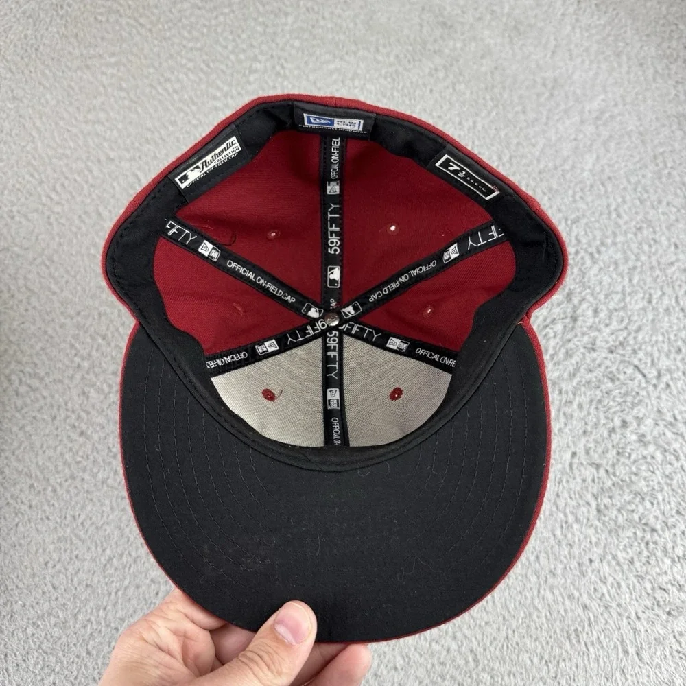 Arizona Diamondbacks Hat Cap Fitted Mens 7 1/2 Red MLB Baseball On Field New Era